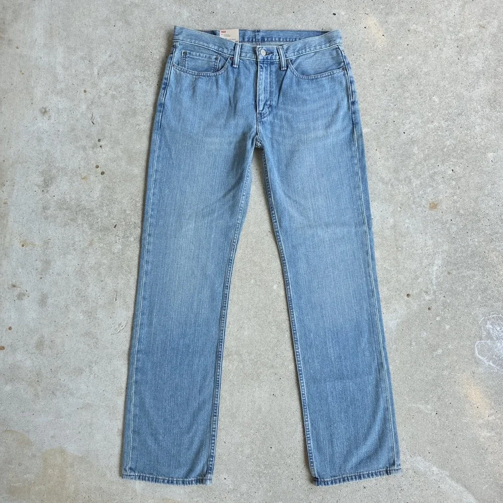 Levis 514 Straight Fit Jeans Size 34x34 Light Wash Blue NWT Grunge 100% Cotton